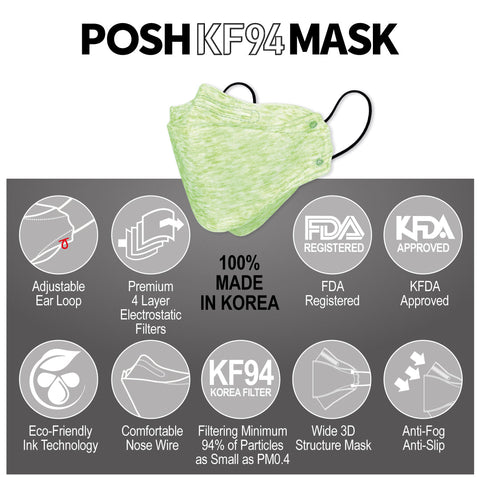 POSH KF94 Mask Melange Lime (C08) POSH KF94 Mask Melange Lime (C08)