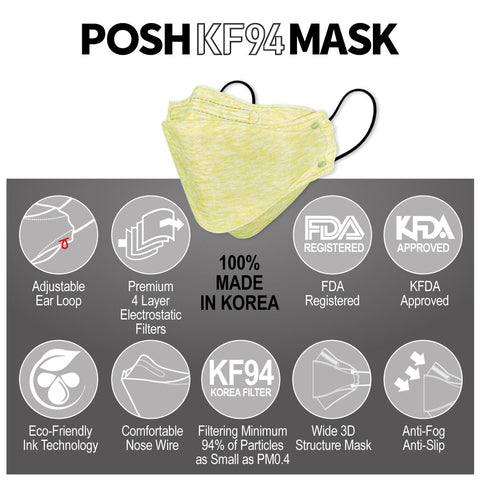 POSH KF94 Mask Melange Lemon (C10) POSH KF94 Mask Melange Lemon (C10)