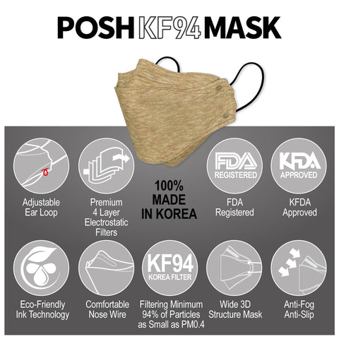 POSH KF94 Mask Melange Cocoa (C11) POSH KF94 Mask Melange Cocoa (C11)