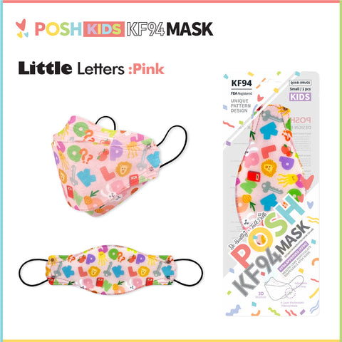 POSH KIDS KF94 Small Mask Little Letters - Pink (KA08) POSH KIDS KF94 Small Mask Little Letters - Pink (KA08)