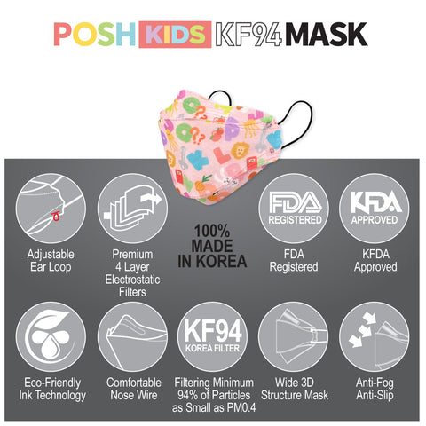 POSH KIDS KF94 Small Mask Little Letters - Pink (KA08) POSH KIDS KF94 Small Mask Little Letters - Pink (KA08)