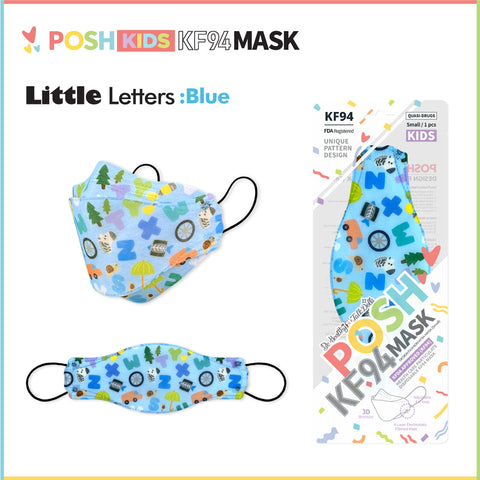 POSH KIDS KF94 Small Mask Little Letters - Blue (KA09) POSH KIDS KF94 Small Mask Little Letters - Blue (KA09)