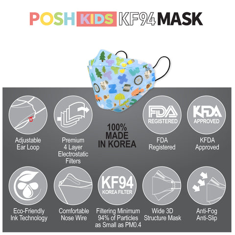 POSH KIDS KF94 Small Mask Little Letters - Blue (KA09) POSH KIDS KF94 Small Mask Little Letters - Blue (KA09)