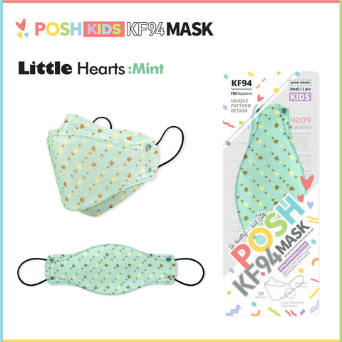 POSH KIDS KF94 Small Mask Little Hearts - Mint (KA10) POSH KIDS KF94 Small Mask Little Hearts - Mint (KA10)