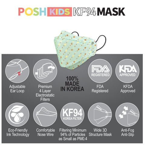 POSH KIDS KF94 Small Mask Little Hearts - Mint (KA10) POSH KIDS KF94 Small Mask Little Hearts - Mint (KA10)