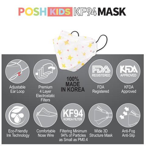 POSH KIDS KF94 Small Mask Little Stars - White (KA12) POSH KIDS KF94 Small Mask Little Stars - White (KA12)