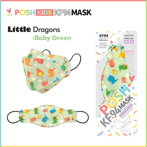 POSH KIDS KF94 Small Mask Little Dragons - Baby Green (KA15) POSH KIDS KF94 Small Mask Little Dragons - Baby Green (KA15)