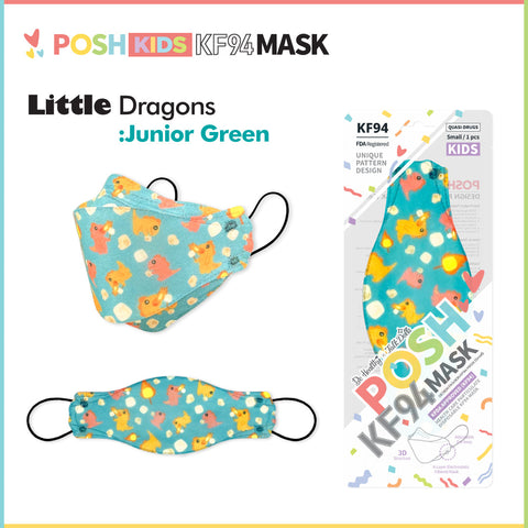 POSH KIDS KF94 Small Mask Little Dragons - Junior Green (KA16) POSH KIDS KF94 Small Mask Little Dragons - Junior Green (KA16)