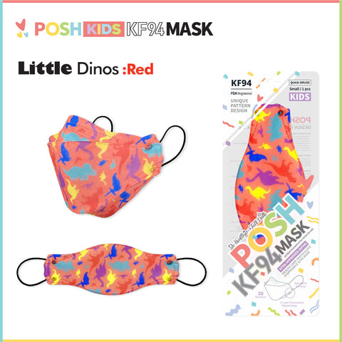 POSH KIDS KF94 Small Mask Little Dinos - Red (KA17) POSH KIDS KF94 Small Mask Little Dinos - Red (KA17)