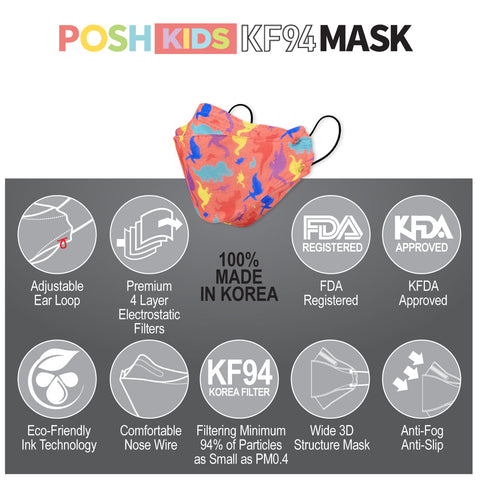 POSH KIDS KF94 Small Mask Little Dinos - Red (KA17) POSH KIDS KF94 Small Mask Little Dinos - Red (KA17)