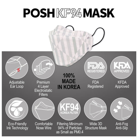 POSH KF94 Mask Beat Diamond Stripes (A11) POSH KF94 Mask Beat Diamond Stripes (A11)