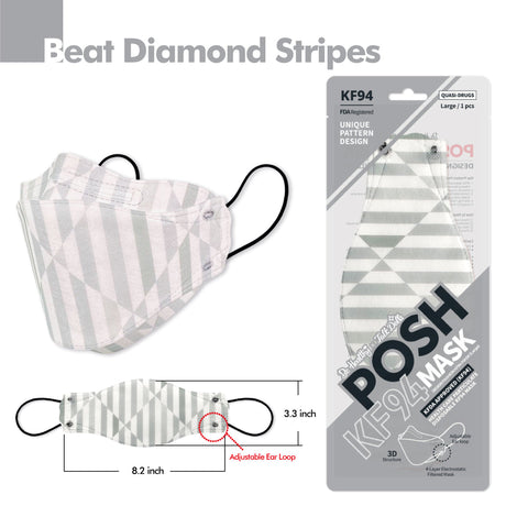 POSH KF94 Mask Beat Diamond Stripes (A11) POSH KF94 Mask Beat Diamond Stripes (A11)