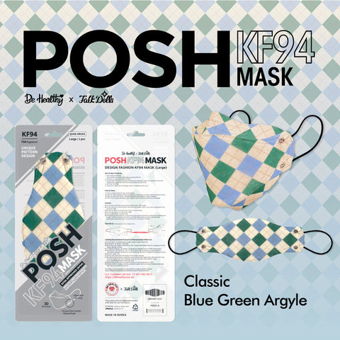 POSH KF94 Mask Classic Blue Green Argyle (A09) POSH KF94 Mask Classic Blue Green Argyle (A09)