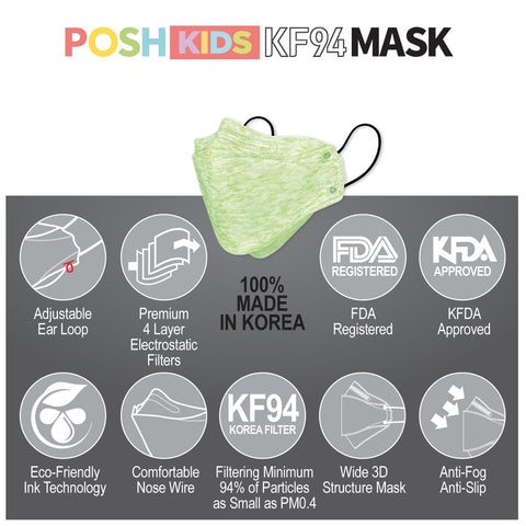 POSH KIDS KF94 Small Mask Melange Lime (KA_M03) POSH KIDS KF94 Small Mask Melange Lime (KA_M03)