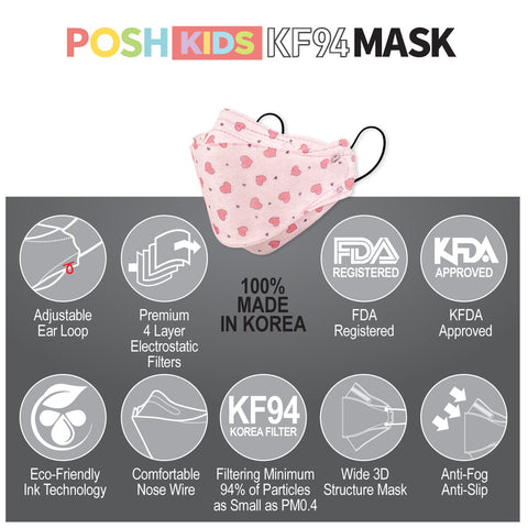 POSH KIDS KF94 Small Mask Little Hearts - Pink (KA11)