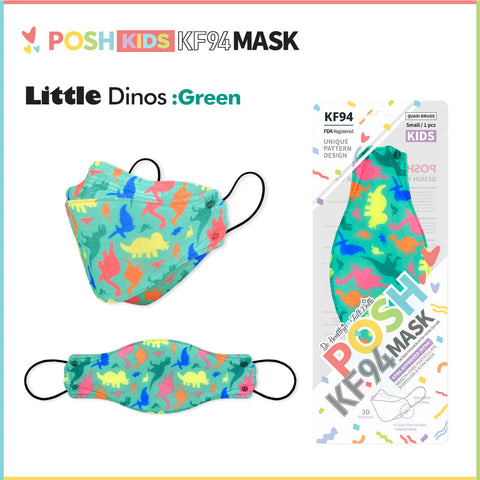 POSH KIDS KF94 Small Mask Little Dinos - Green (KA19)